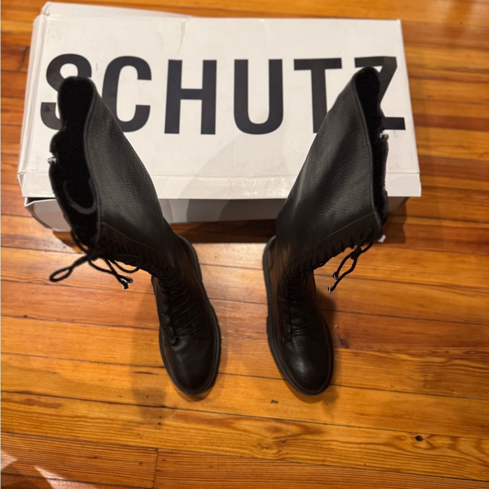 SCHUTZ Black Lace Up Tiana Boots - Picture 7 of 7